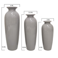 Ceramic Vases ,Grey Glazed, Set of 3,  12", 10", 8"High