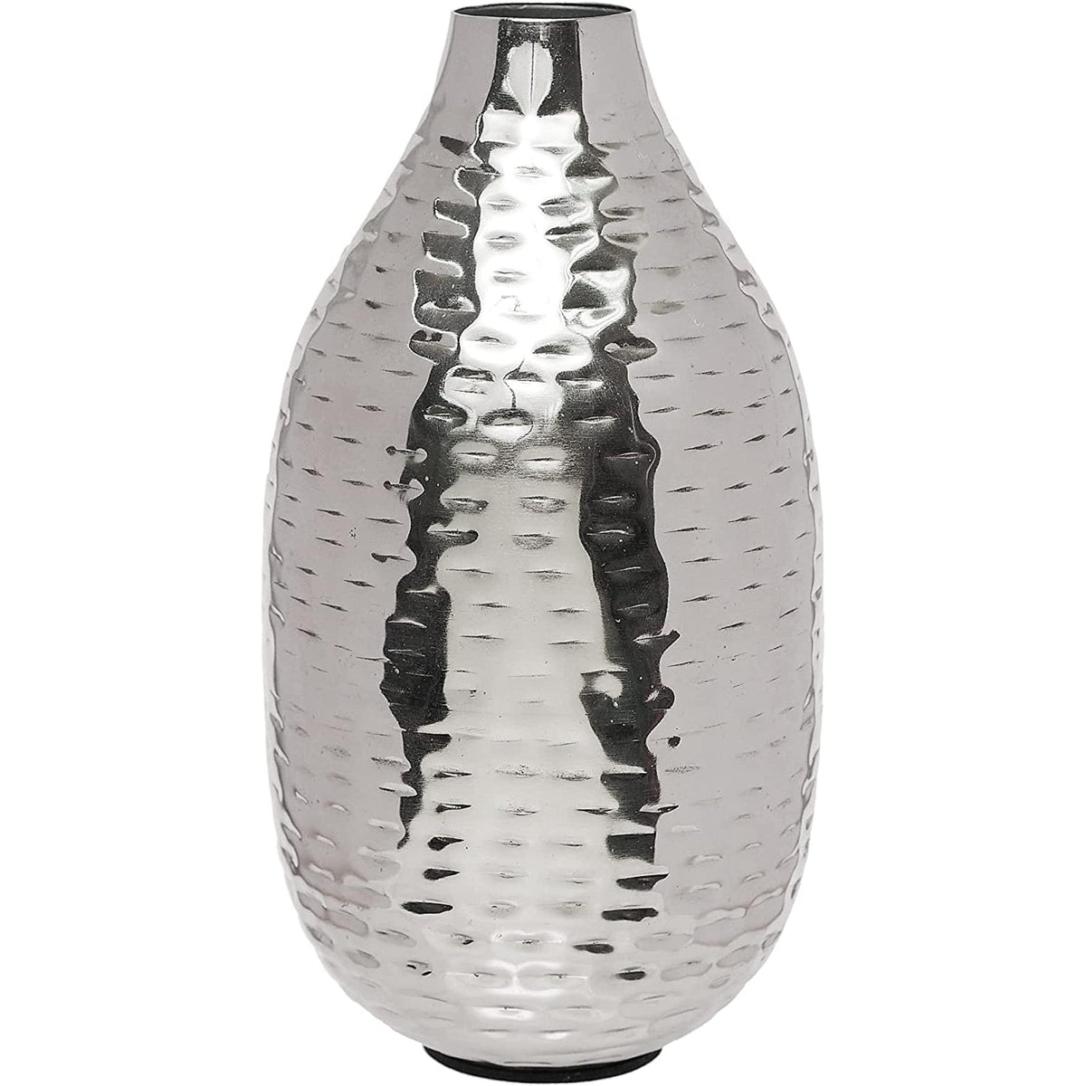 Metal Vase, Silver Finish, 8.75 Inches High