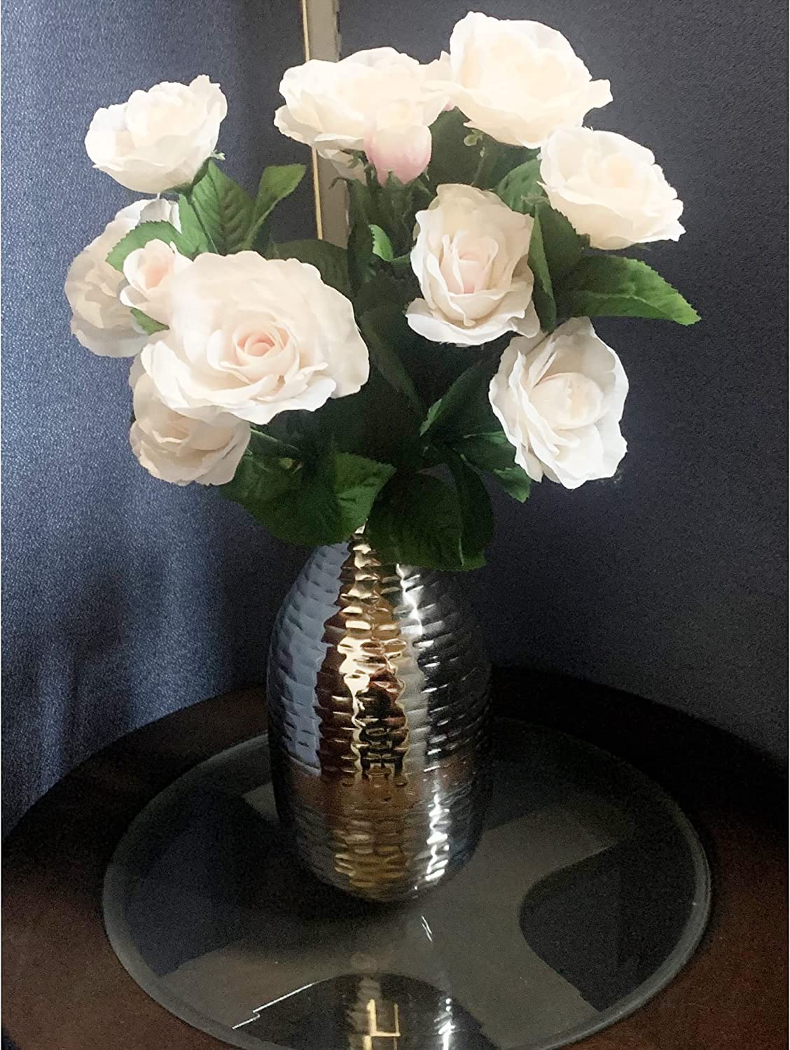 Metal Vase, Silver Finish, 8.75 Inches High