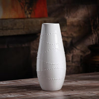 HOSLEY® Ceramic Textured Vase, White Glazed, 12 Inches High