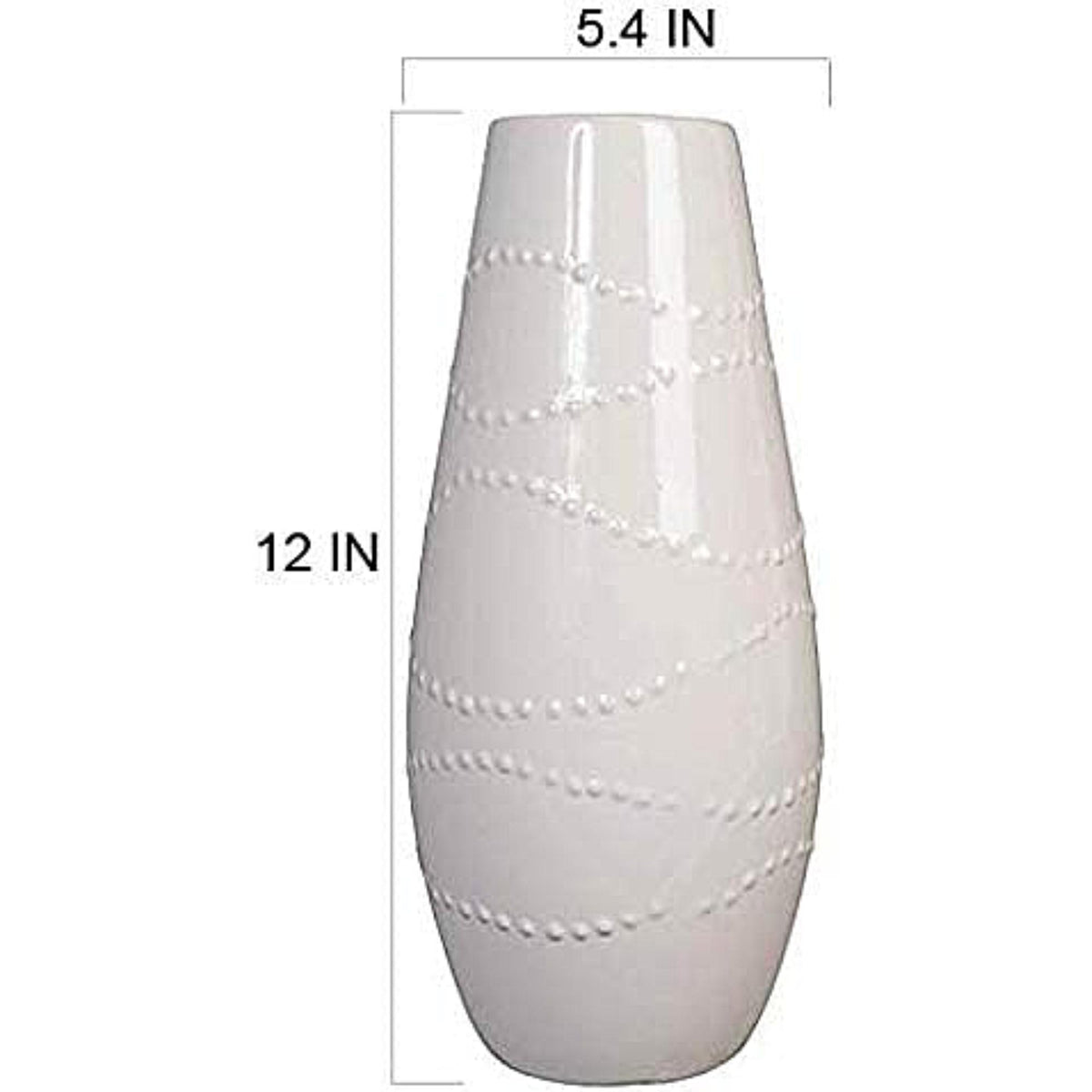 HOSLEY® Ceramic Textured Vase, White Glazed, 12 Inches High