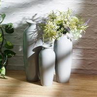 Ceramic Vases ,Grey Glazed, Set of 3,  12", 10", 8"High