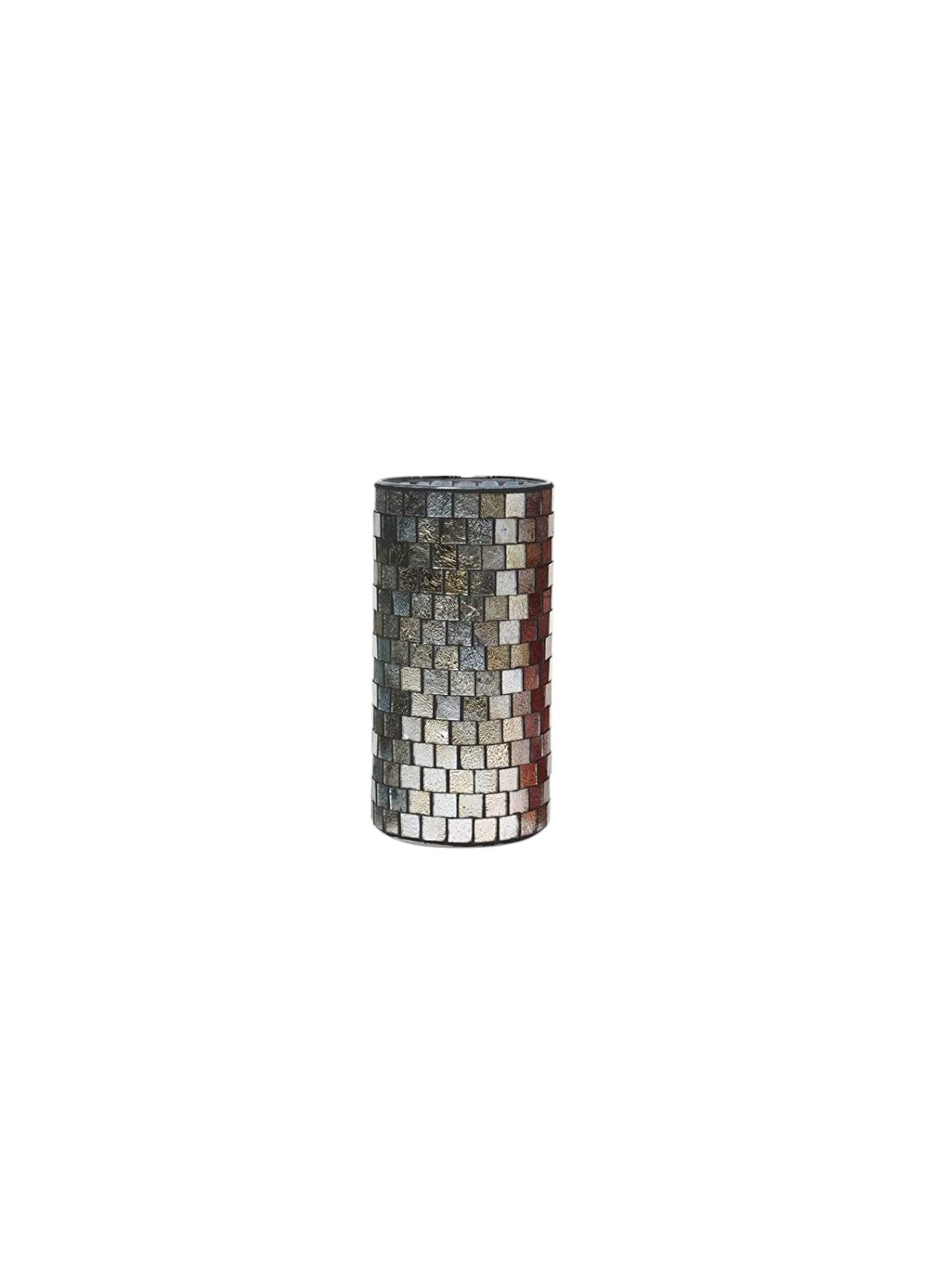 Mosaic Tea Light Candle Holder, Silver Finish, 7.8 inches High