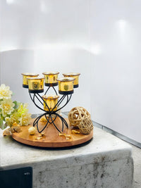 Metallic Gold Glass Tea Light Candle Holders | Set of 6