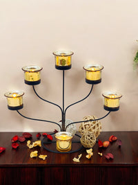 Metallic Gold Glass Tea Light Candle Holders | Set of 6