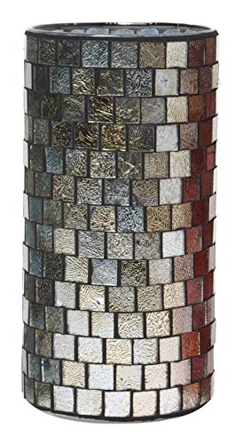 Mosaic Tea Light Candle Holder, Silver Finish, Set of 4, 7.8 inches High