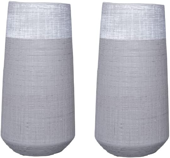 Ceramic Vases, Matt Grey , Set of 2, 10 inches High each