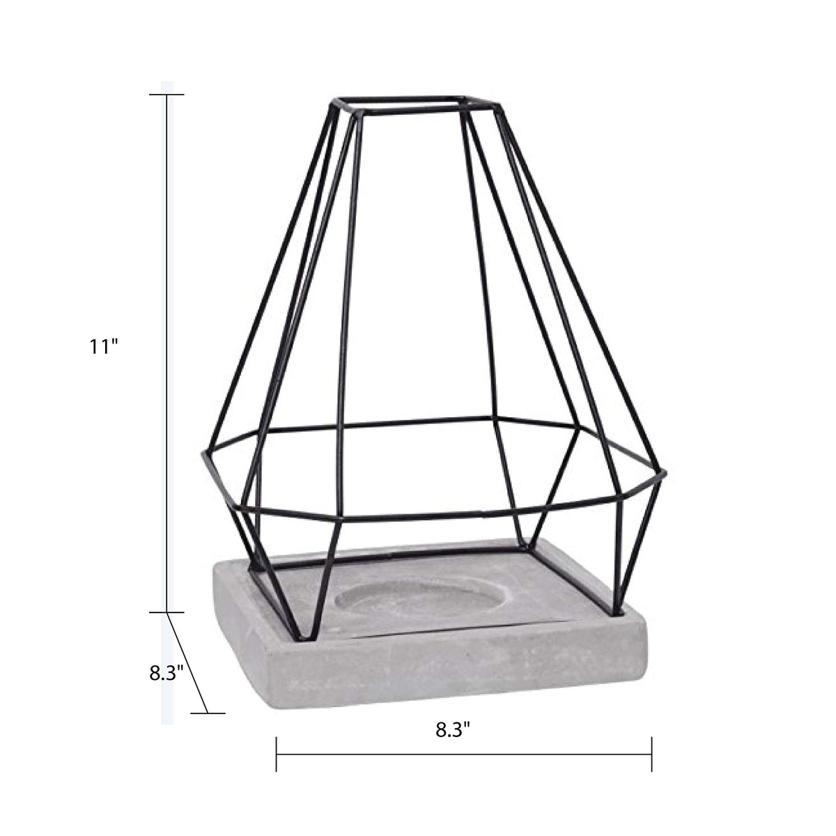 Iron  Lantern with Cement Tray, 11 inches High