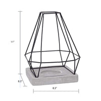 Iron  Lantern with Cement Tray, 11 inches High