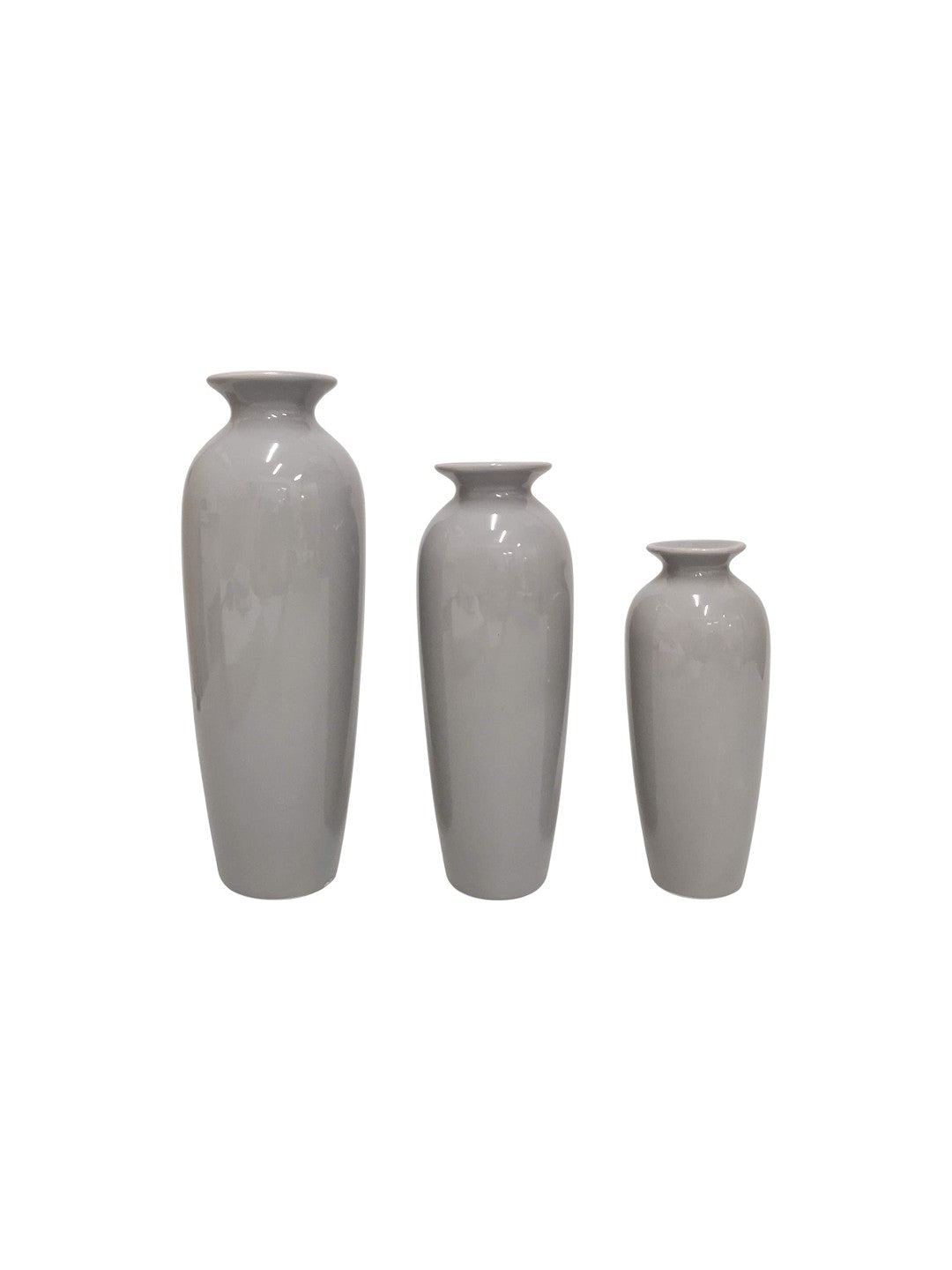 Ceramic Vases ,Grey Glazed, Set of 3,  12", 10", 8"High