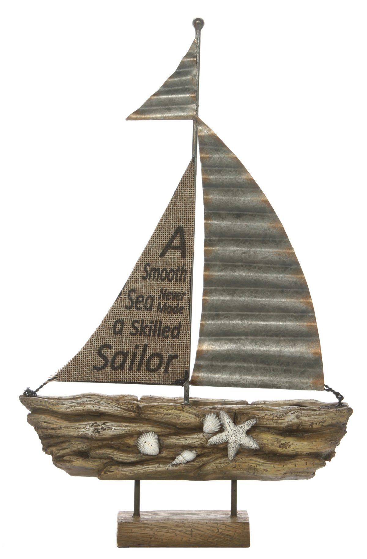 13.2" High, Decorative Tabletop Driftwood Sailboat. Ideal Gift for Wedding, Home, Party Favor, Spa, Reiki, Meditation, Bathroom Settings O9