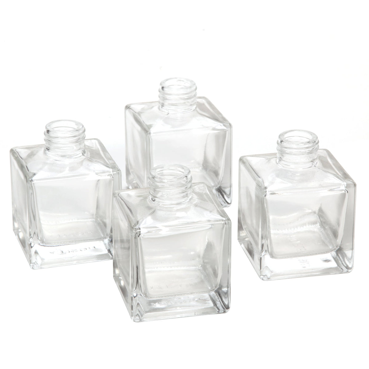 Set of 4 Square Glass Diffuser Bottles - 3.25 High. Ideal for Use with Essential Oils, Replacement Diffusers Reed Sticks, Diy, Crafts O3