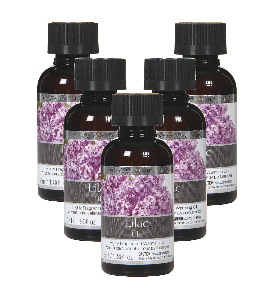 Lilac Highly Scented Fragrance Warming Oils, Box of 5, 55 ml 1.86oz ea. Ideal Gift for Weddings, spa, Reiki, Meditation, Bathroom Settings W1