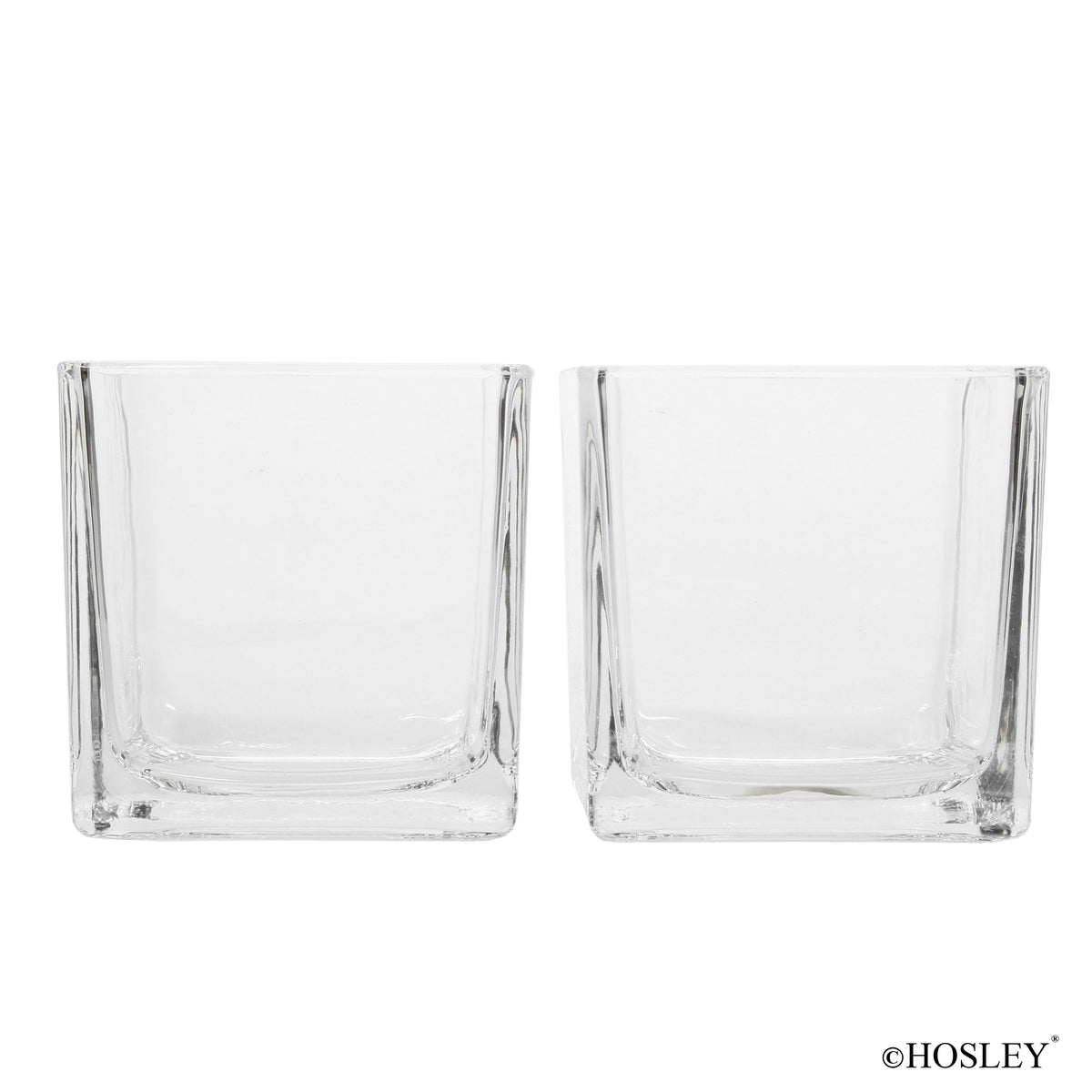 Square Vase / Candle Holder,  Clear Glass,  4 inches  SQ