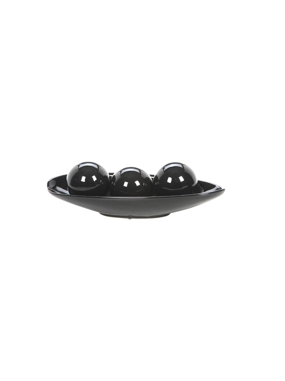 Ceramic Decorative Bow and Orb set,  Black Glazed