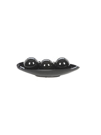 Ceramic Decorative Bow and Orb set,  Black Glazed