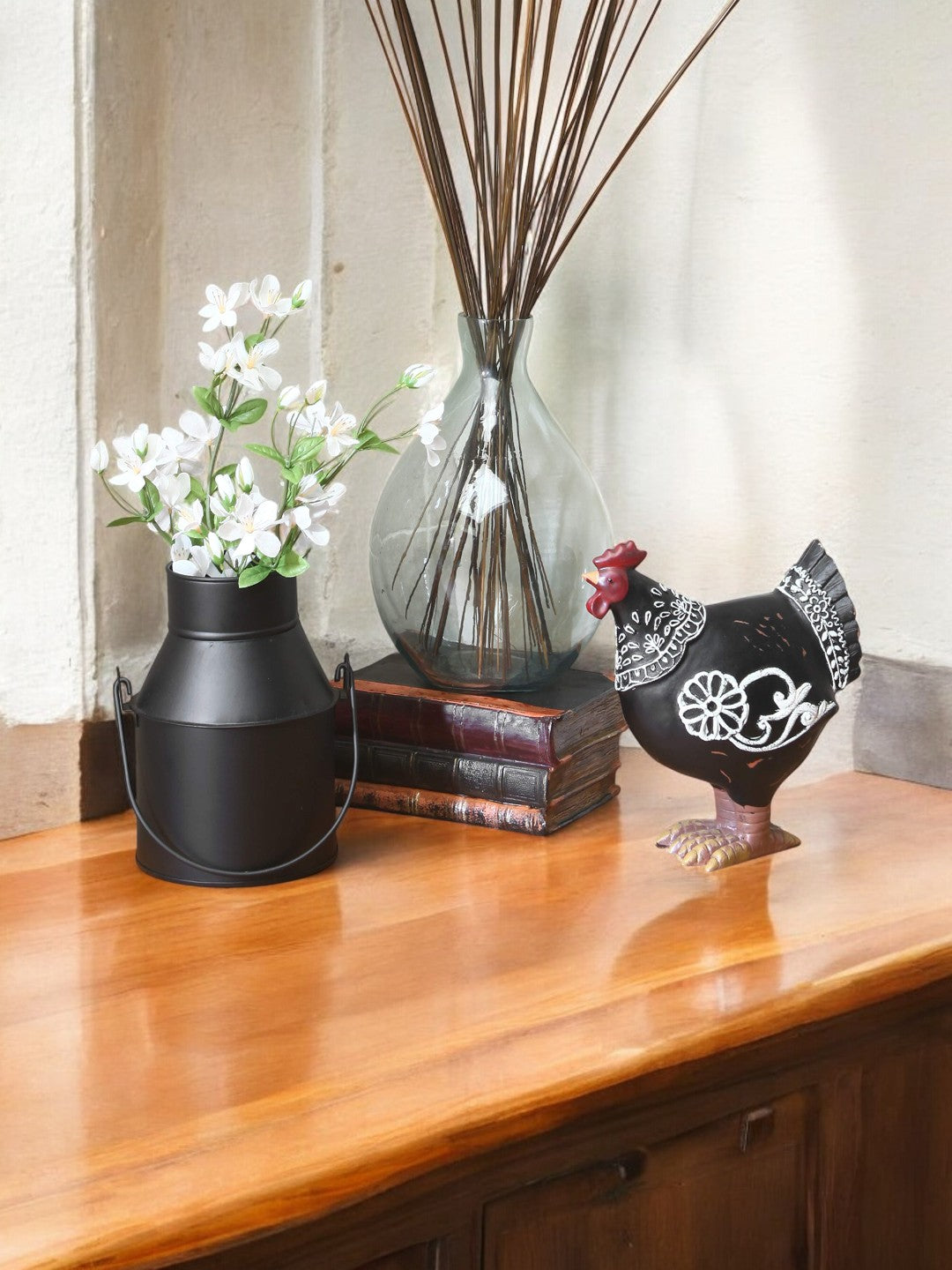 Zinc Jug Vases/Planters, Black Color, Set of 2, 7 Inches High each