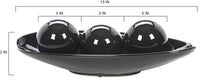 Ceramic Decorative Bow and Orb set,  Black Glazed