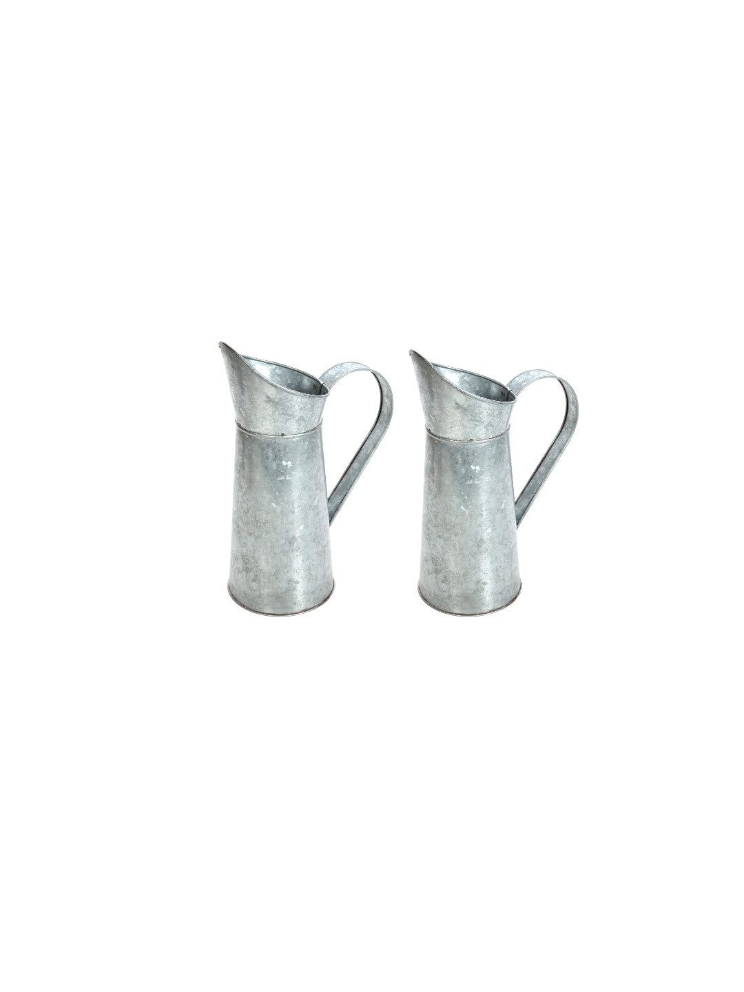 Iron Galvanized Pitcher, Set of 2, 14 inches High each