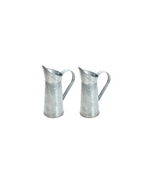 Iron Galvanized Pitcher, Set of 2, 14 inches High each