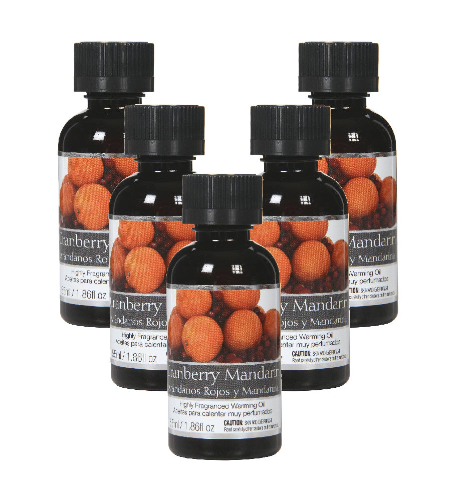 Cranberry Mandarin Highly Scented Fragrance Warming Oils, Box of 5, 55 ml 1.86oz ea. Ideal Gift for Weddings, spa, Reiki, Meditation, Bathroom Settings W1