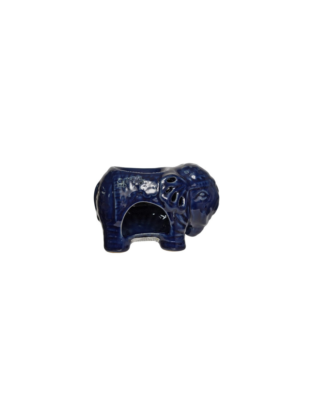 Enchanting Set of 2 Blue Elephant Ceramic Oil Warmers 4.25 Inches High, Ideal for Tealights and Aromatherapy Ambiance in Every Room