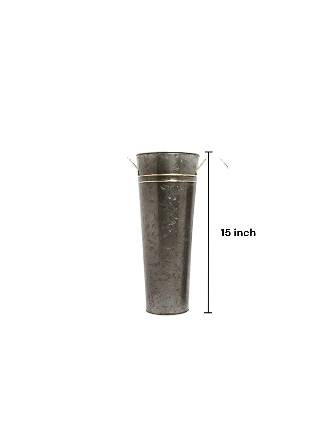 Set of 2 15 Inch High Metal Vases with Zinc Finish. Ideal Gift for Wedding Special Occasion Home Office Dried Floral Arrangements O5