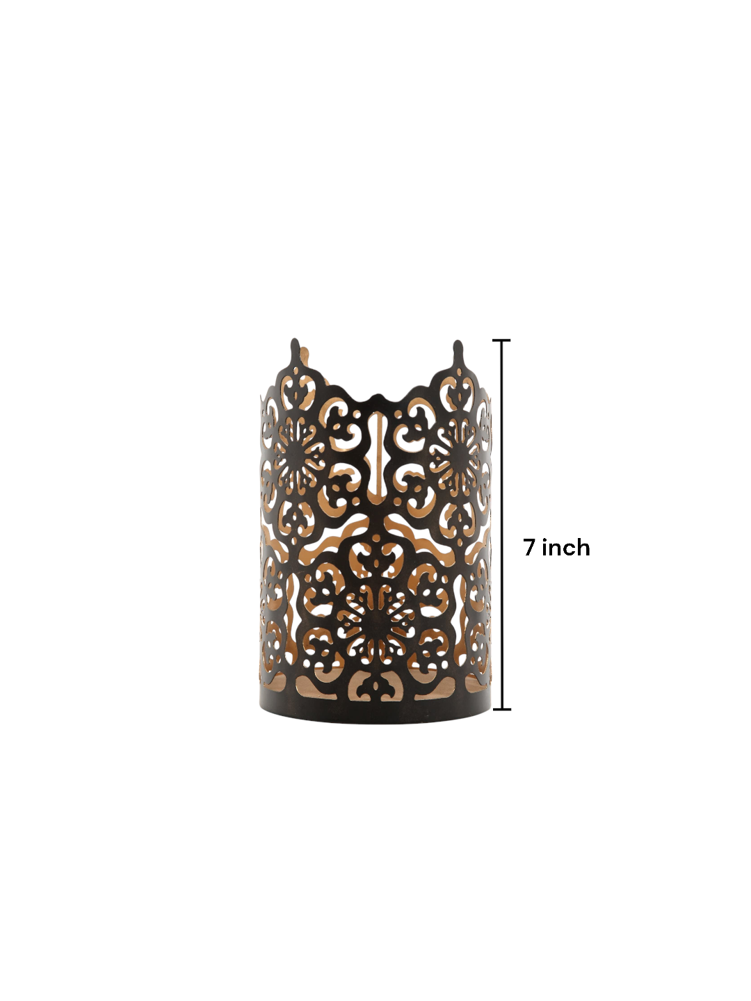 7 Inch High Cut Bronze LED Votive Tealight Holder Lantern Intricate Floral Design for Timeless Elegance and Cozy Illumination in Stylish Home D??cor Elevate Your Ambiance