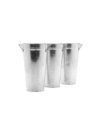 Iron Galvanized French Bucket Vase with Handles, Set of 3, 9 inches High each