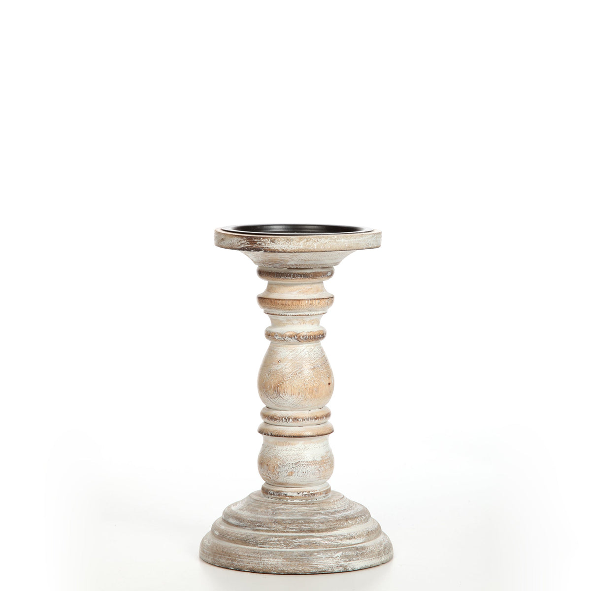 Wood Candle Holder, 8 inches High