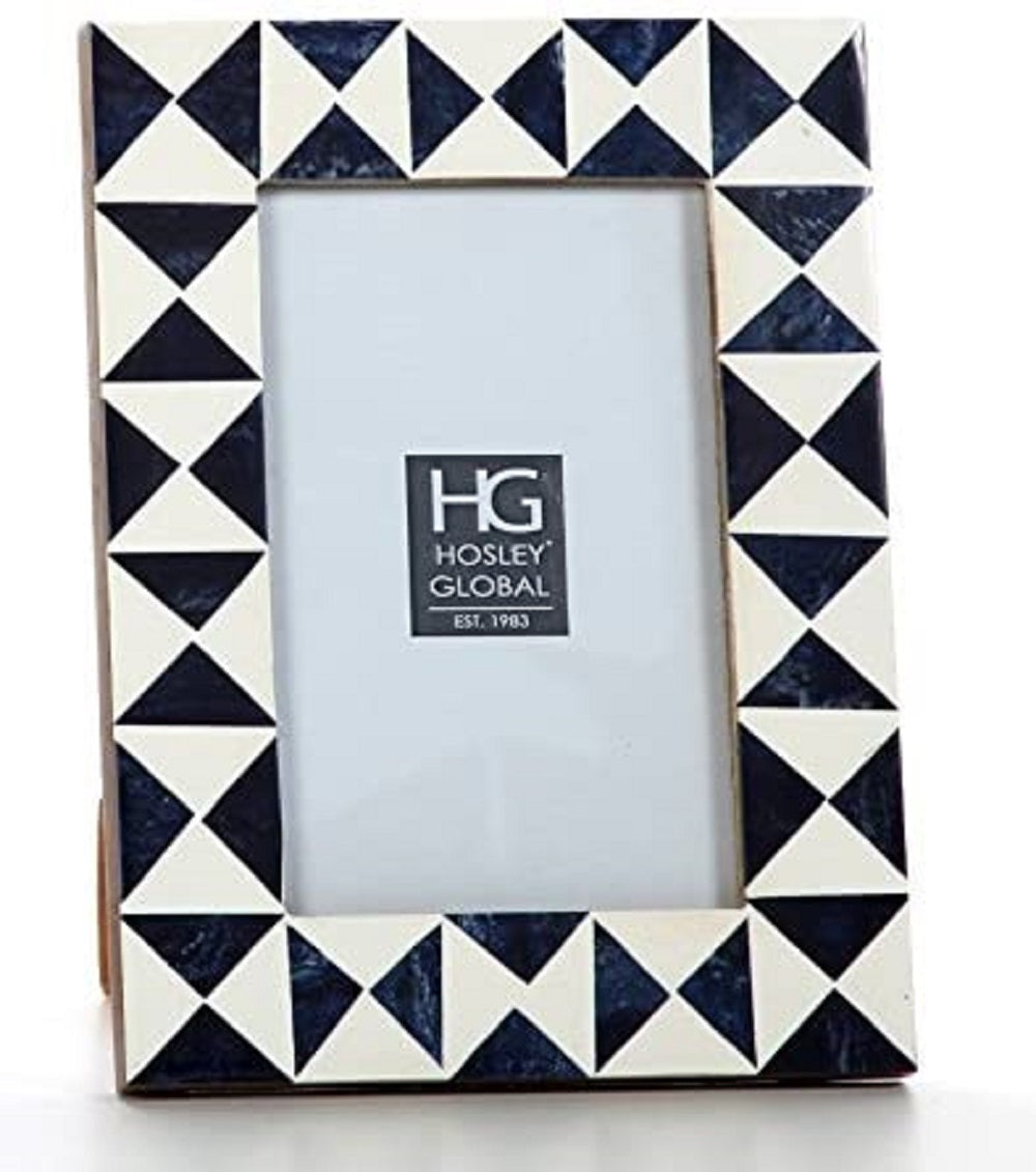 Indigo Geo Resin Tabletop Picture Frame, 4x6. Ideal Gift for Home, Wedding, Party. Home Office, Spa P2