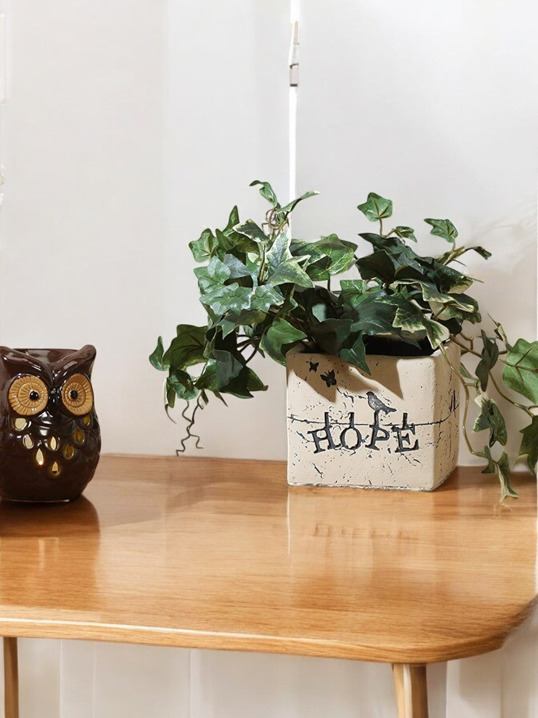 Set of 3-5.5 Inch Square Ceramic Flower Pot Planter Love, Hope, Family. for Dried Floral Arrangements and Greenery Ideal Gift for Weddings Party House Warming Office Den Candle Garden O9