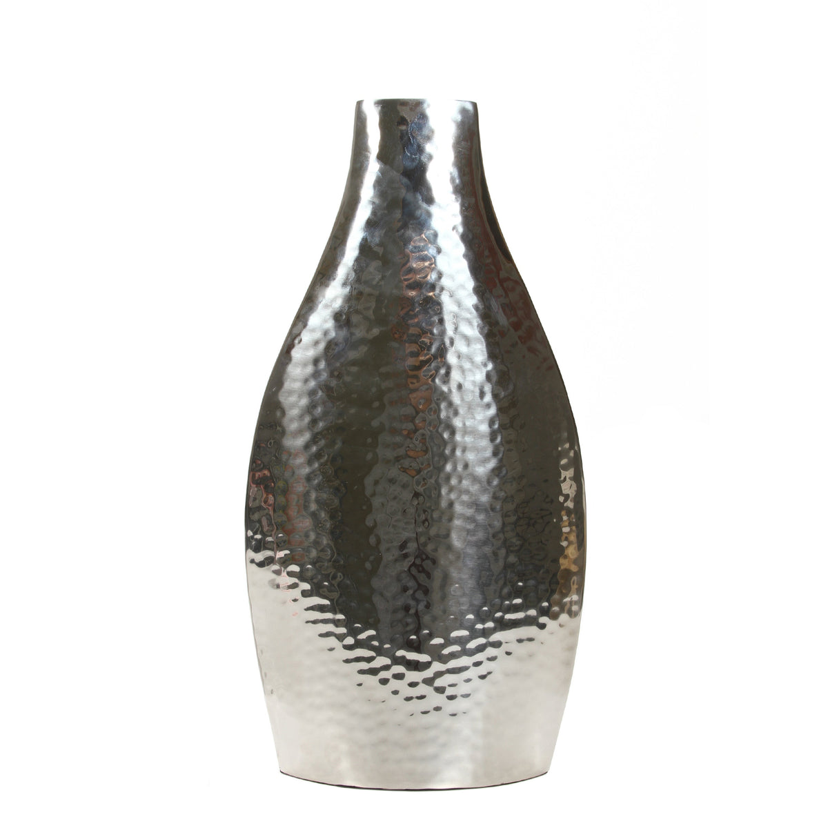 Metal Vase, Silver Finish, 17 Inches High