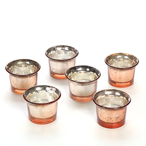 Glamour Unleashed: Set of 6 Metallic Gold Finish Glass Candle Tealight Holders Elevate Your Space with Elegant Decor and Timeless Ambiance