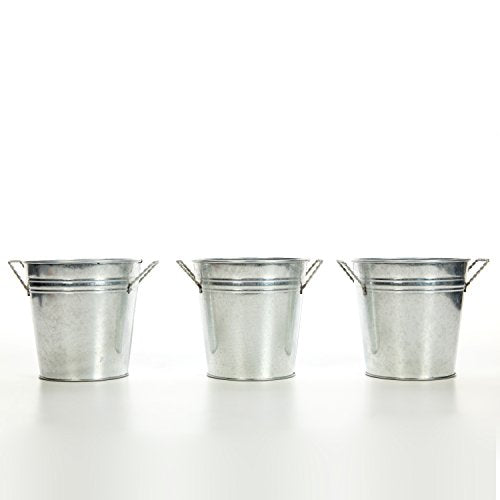 Iron Galvanized Planters , 3 Pack, 5 inches Dia. each