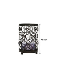 Set of 4 Oil Rubbed Bronze Romantic Sparkle Lantern 7.8 High. for Use with Glass Jar Candle Size Smaller Than 4 Dia x 6 H or LED Candle, Clear Acrylic Crystal Dangles