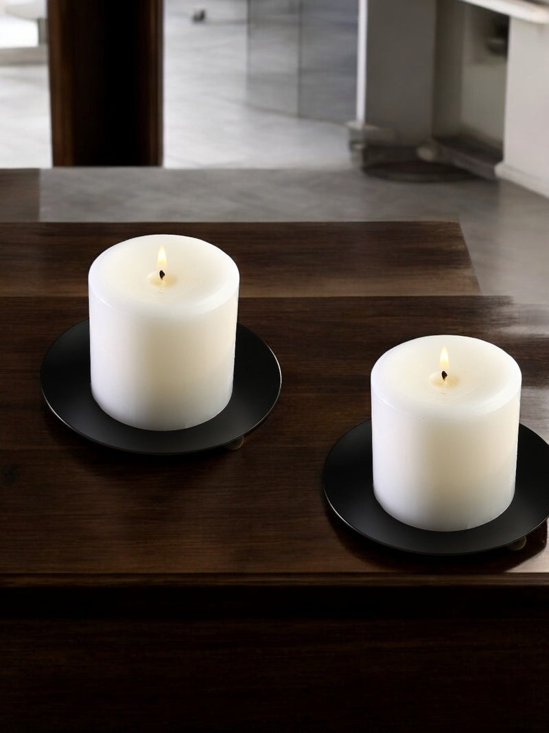 Iron Pillar Candle Holders 4 Inch Diameter - Stylish Table Centrepiece, Perfect for Home Decor, Elegant Design for Ambiance Boost