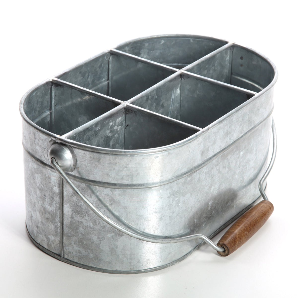 Iron Galvanized Carry All Kitchen Utensil Caddy Serve Ware, 13 inches Long