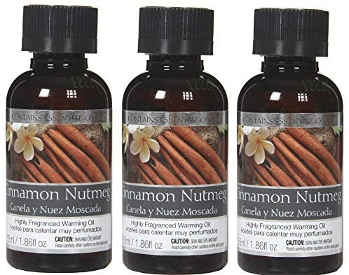 Set of 3, 55 ml Cinnamon Nutmeg Fragrance Warming Oils. Ideal Gift for Weddings, Spa, Meditation Settings. P1