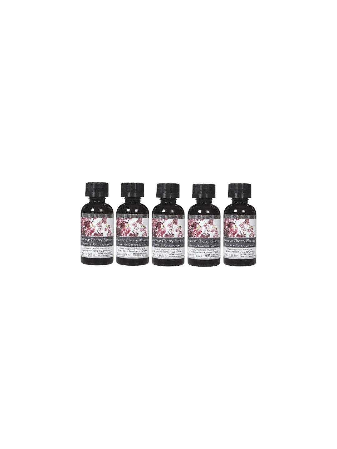 Japanese Cherry Blossoms Highly Scented Fragrance Warming Oils, Box of 5, 55 ml 1.86oz ea. Ideal Gift for Weddings, spa, Reiki, Meditation, Bathroom Settings W1