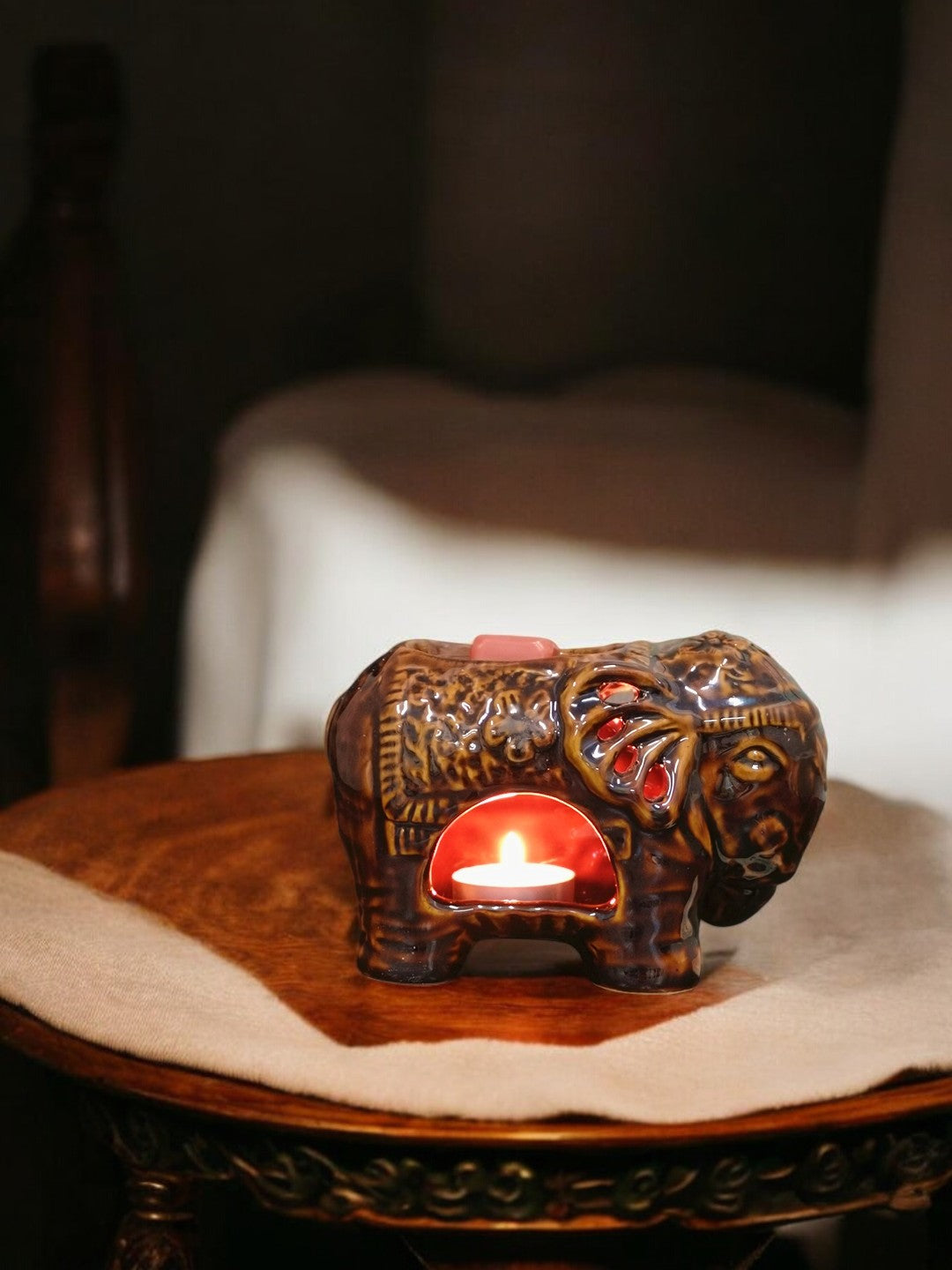 Ceramic Oil Warmers, Elephant,   6 Inches Long