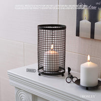 Iron Pillar Candle Holder/Sleeve, Black Color, 9.75 inches High