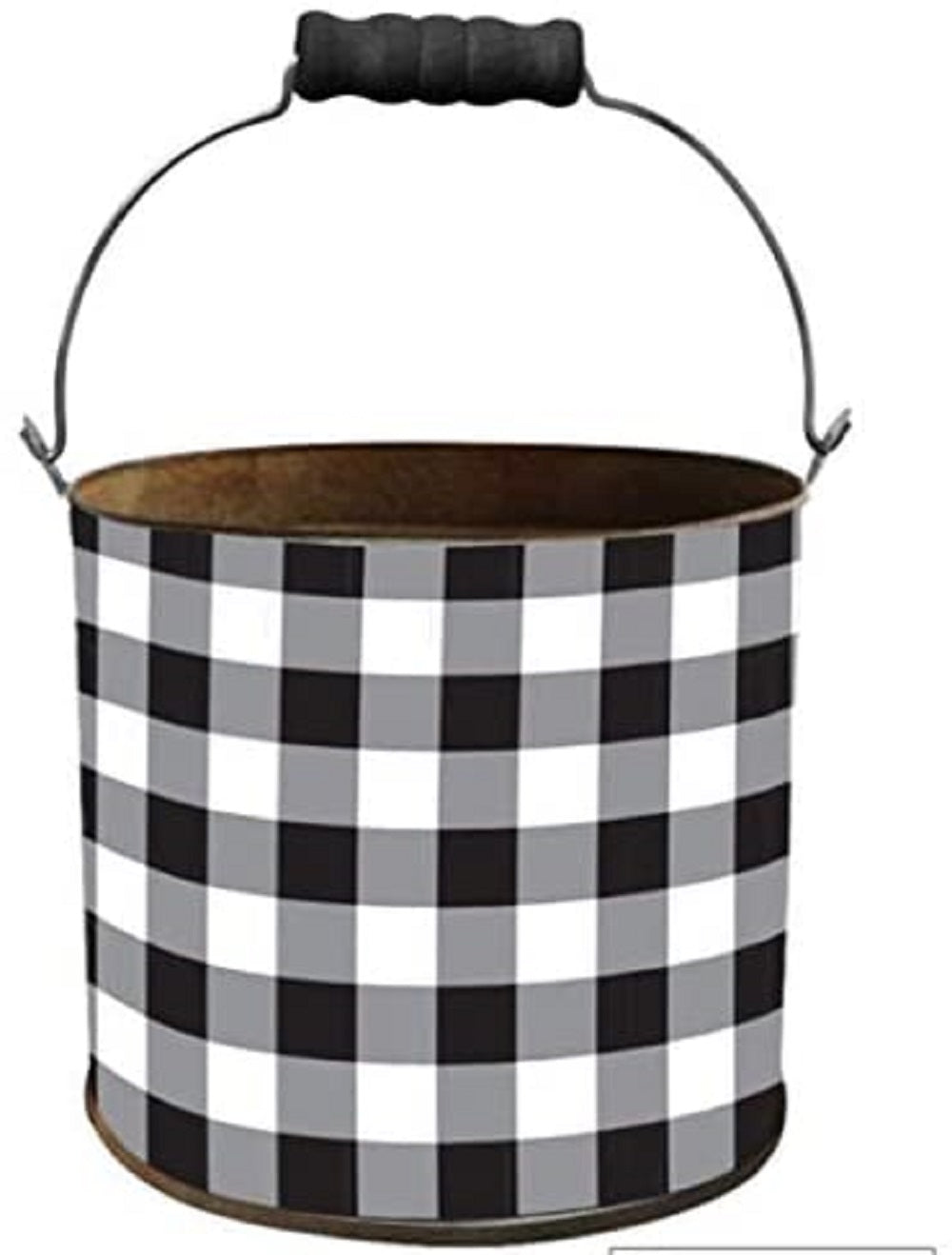 Iron Check Pot/ Planter, Black and White Color, 7inches High