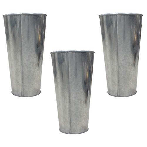 Iron Galvanized Vases French Buckets, Set of 3, 9 inches High each ,