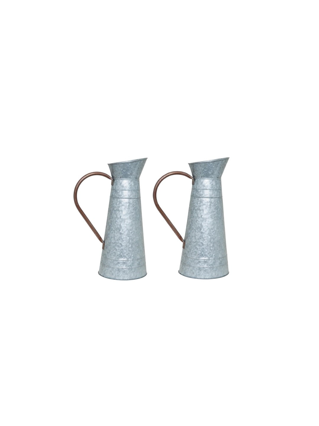 Set of 2 Metal Galvanized Pitcher Vase-15 High