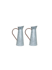 Set of 2 Metal Galvanized Pitcher Vase-15 High