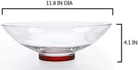 Clear Glass Bowl with Red Bottom 11.8 Inch Diameter Ideal Gift for Wedding or Special Occasion for Decorative Balls Orbs DIY Projects Terrariums and More. O4