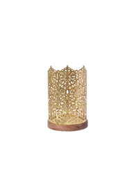 Metal Diamond Cut Design Candle Holder 7.5 Inch High, Gold Perfect for Home Decor, Lighting, Wedding, Parties, Gifting