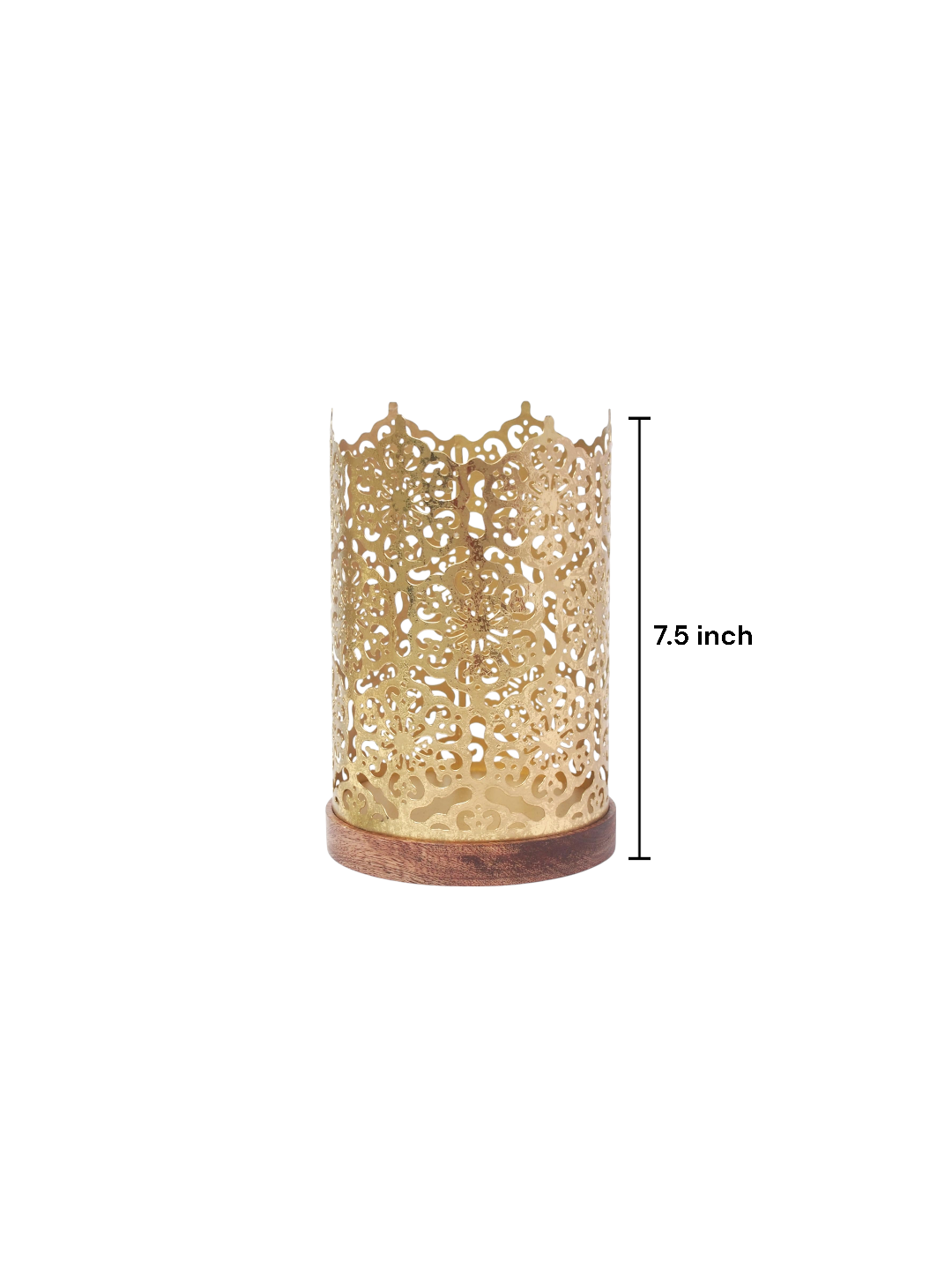 Metal Diamond Cut Design Candle Holder 7.5 Inch High, Gold Perfect for Home Decor, Lighting, Wedding, Parties, Gifting