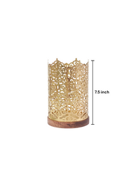 Metal Diamond Cut Design Candle Holder 7.5 Inch High, Gold Perfect for Home Decor, Lighting, Wedding, Parties, Gifting